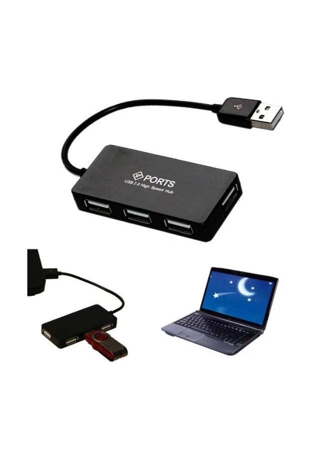 بورتز موزع USB 2.0 رباعي المنافذ للكمبيوتر  أربعة منافذ لأجهزة الكمبيوتر المحمولة - Image 4